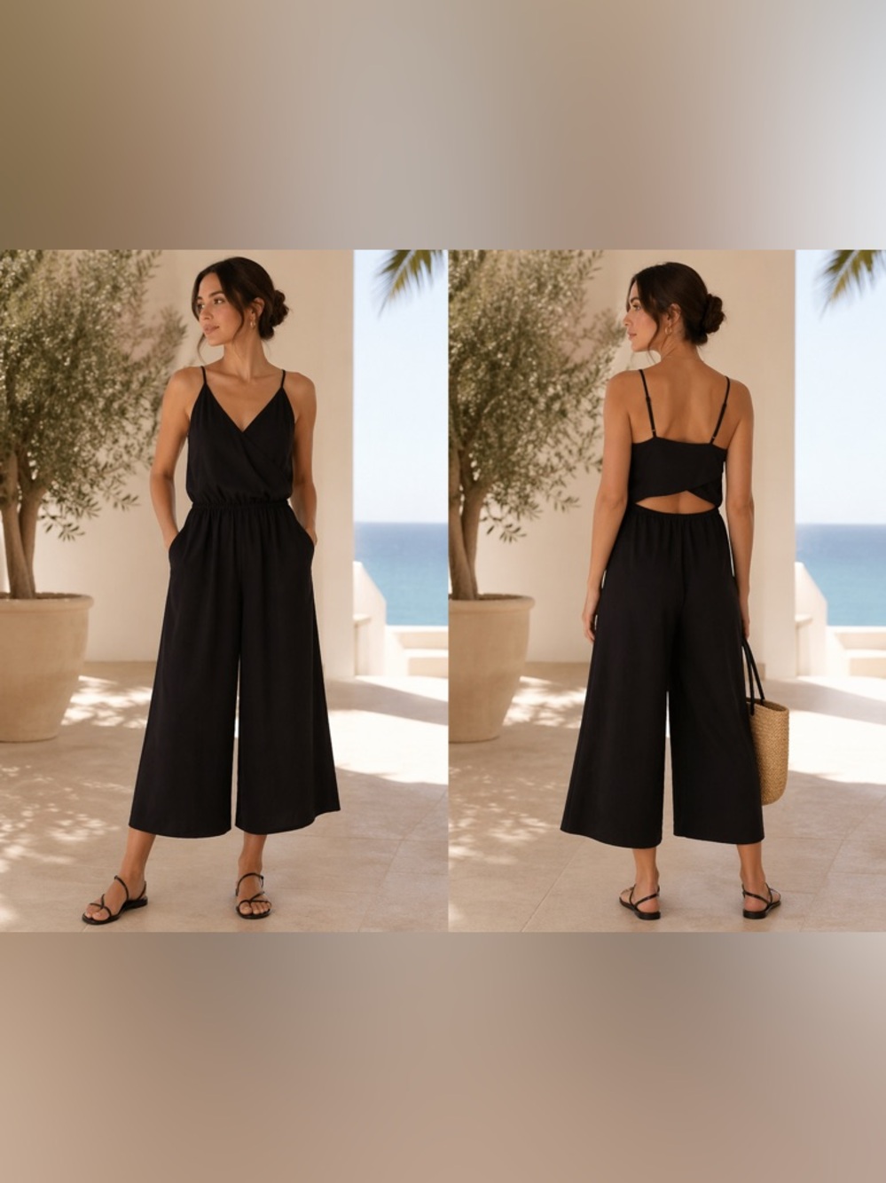 Habitual Brixton Surplice Cutout Wide-Leg Jumpsuit – Minimalist Sexy Size XS